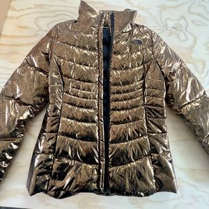 North face metallic gold jacket size small